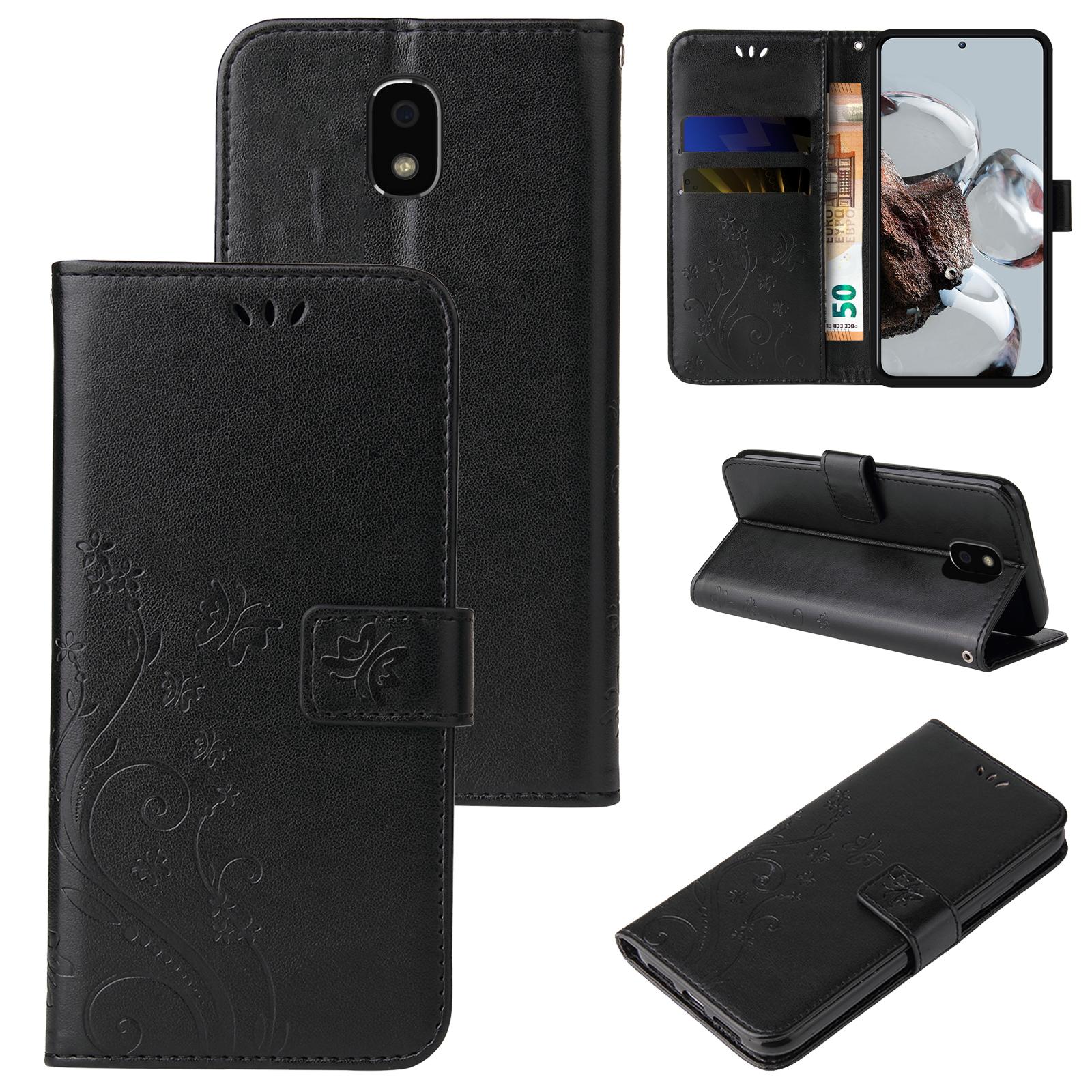 Handyhülle für Samsung Galaxy J3 J5 J7 (2017) Blumen Cover 9H Displayglas