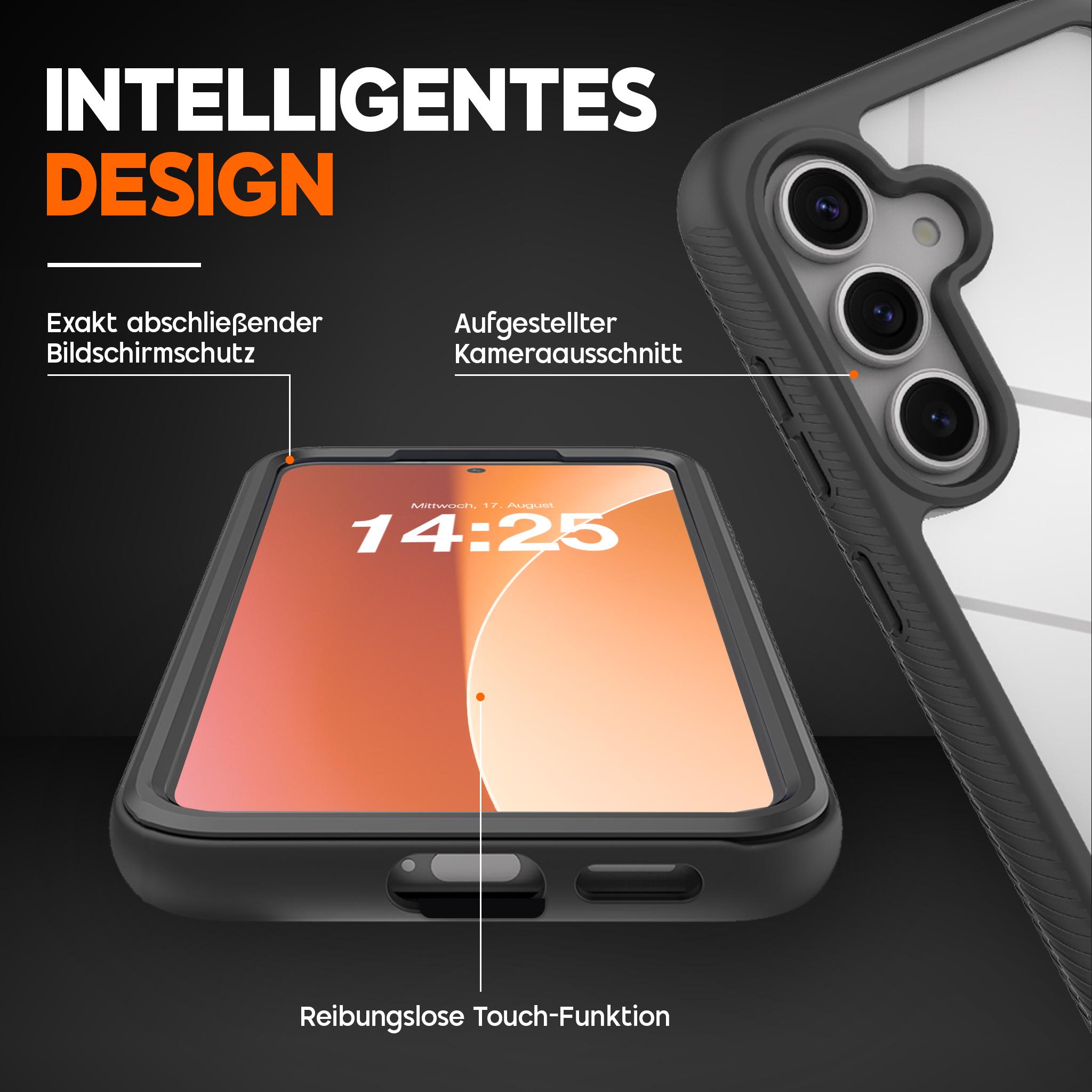 360 Grad Premium Handy Hülle für Samsung Galaxy S24 Front Back Cover Schwarz Top