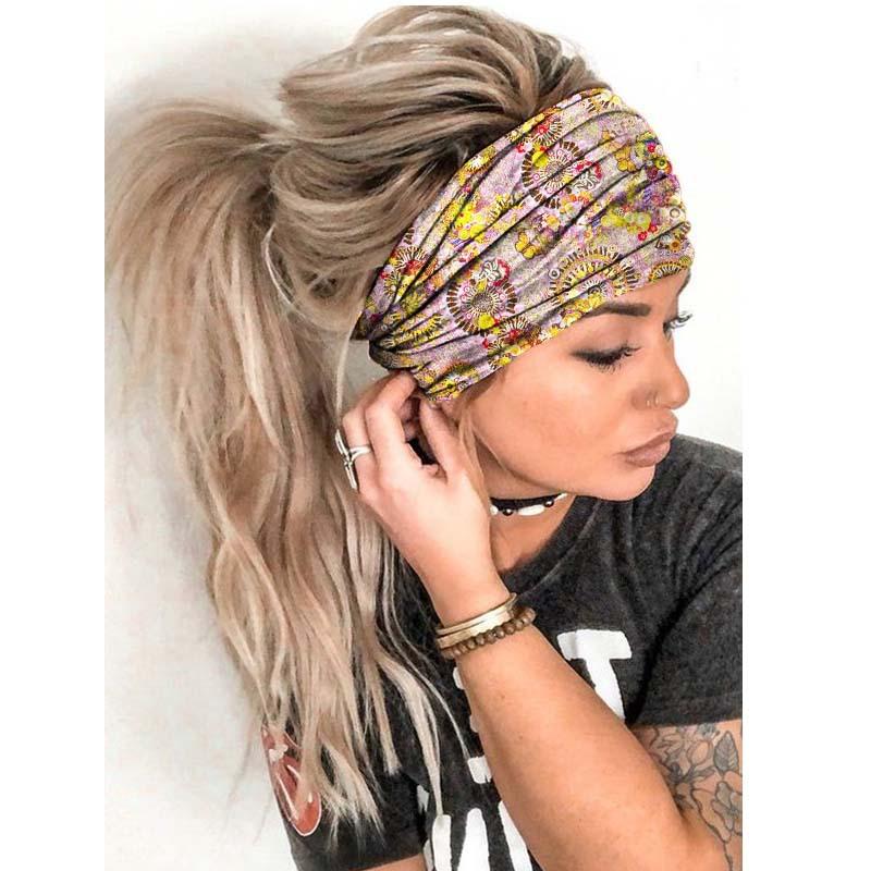 Damen Breites Stirnband Haarbänder Gedruckt Fitness Yoga Haarbnad Schweißband 