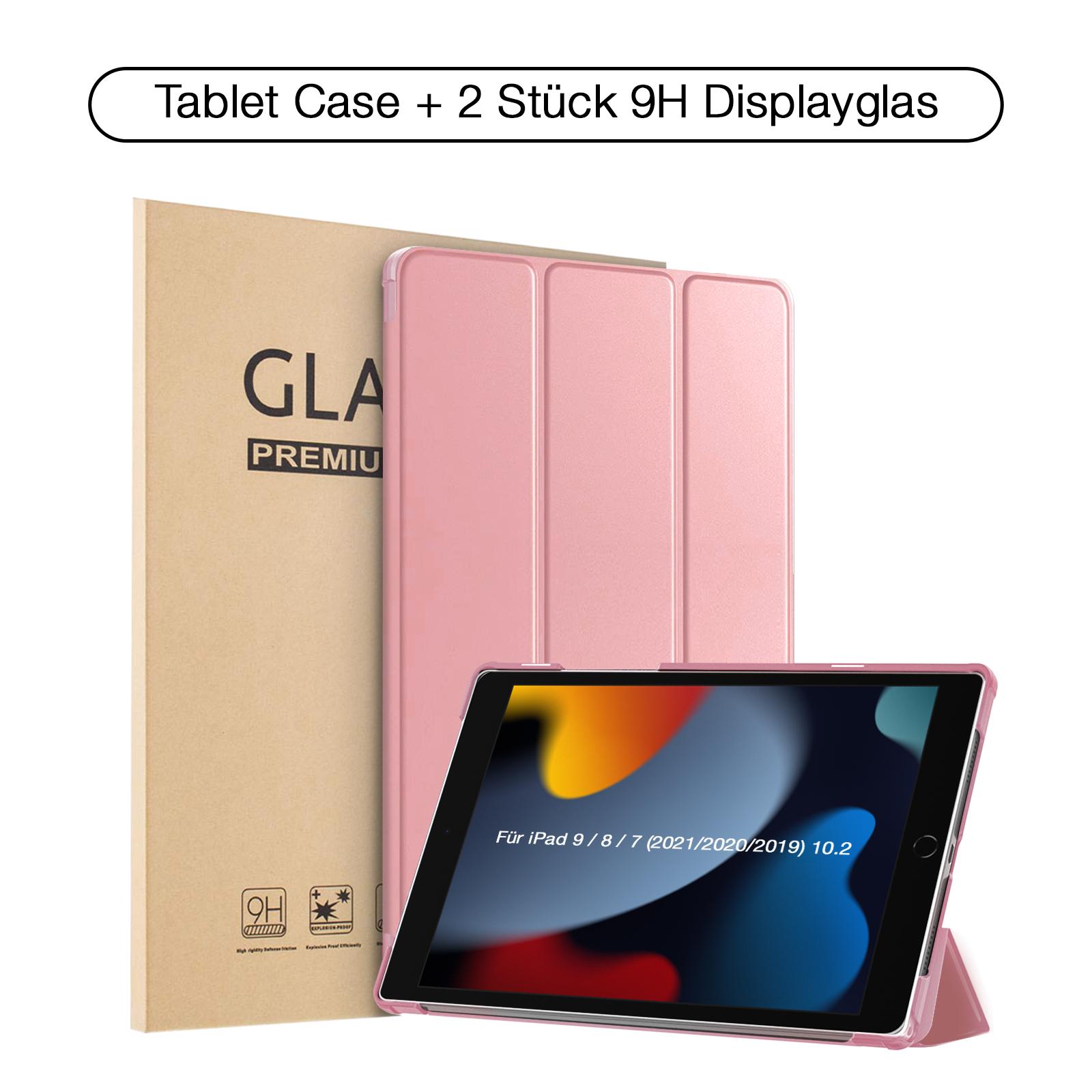 Schutzhülle 2x Folie Glas für iPad 9.8.7.Gen Tablet Cover 10,2 Zoll Farben